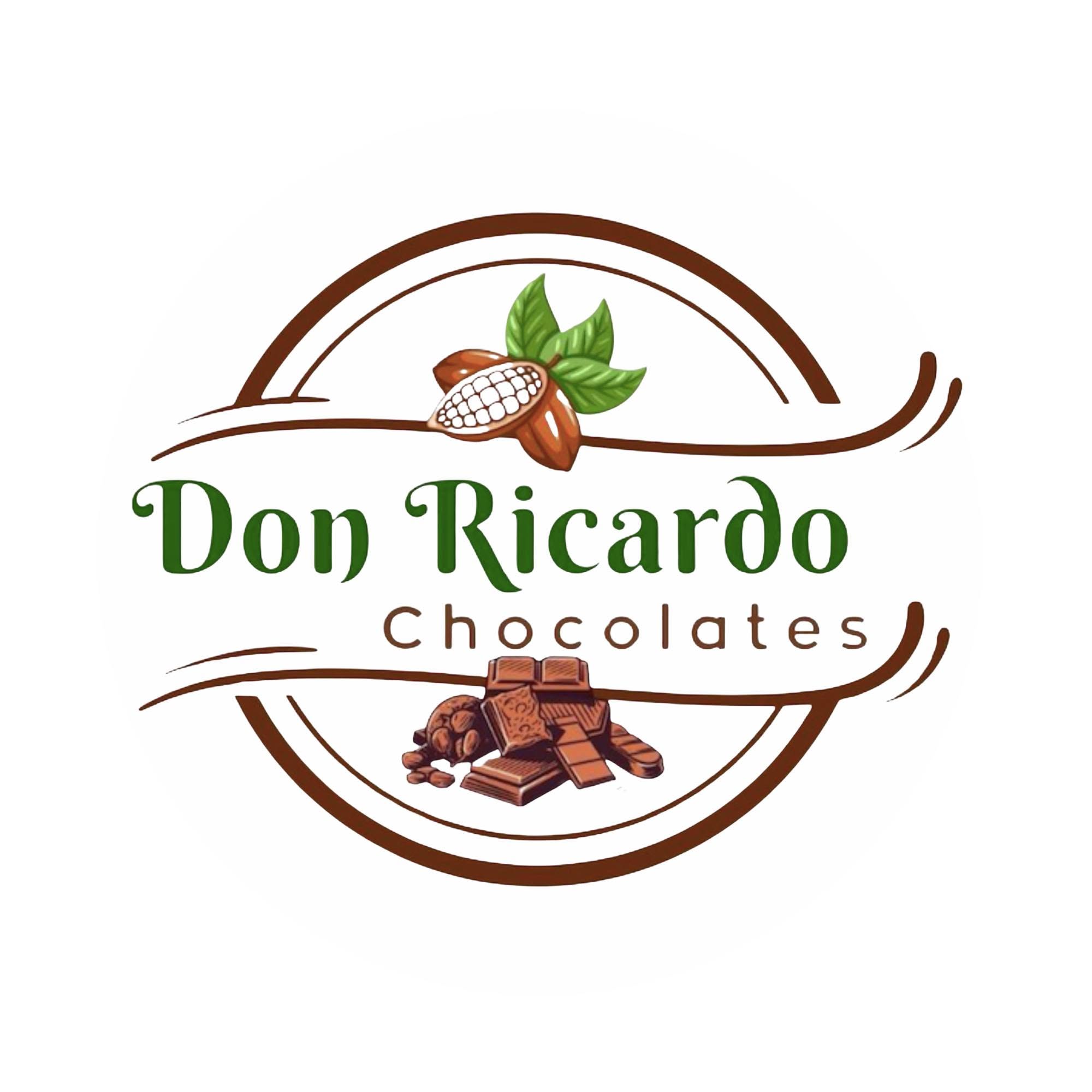 Don Ricardo Chocolates logo with cacao pods and chocolate