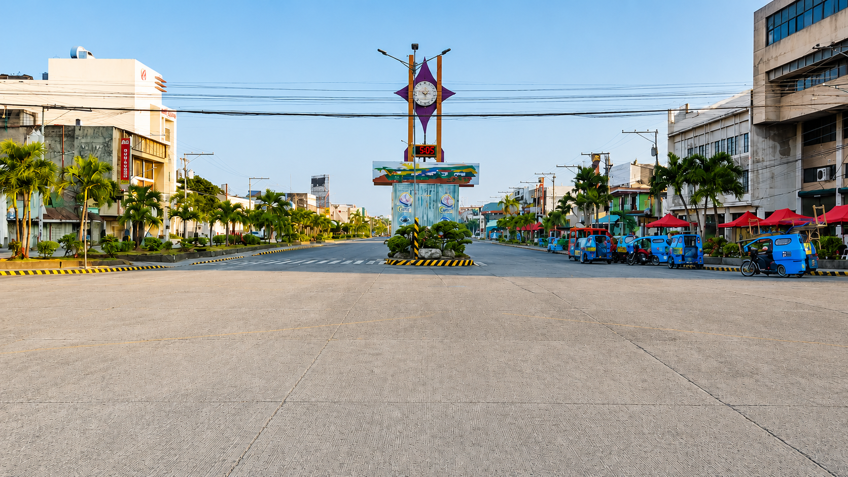 Street view and landmark clock tower in General Santos City