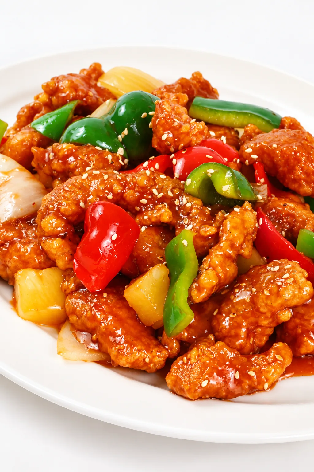 Sweet-and-sour dish with peppers and pineapple