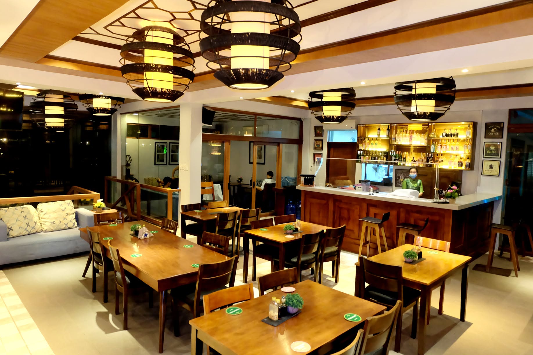 Restaurant and bar seating at London Beach Resort