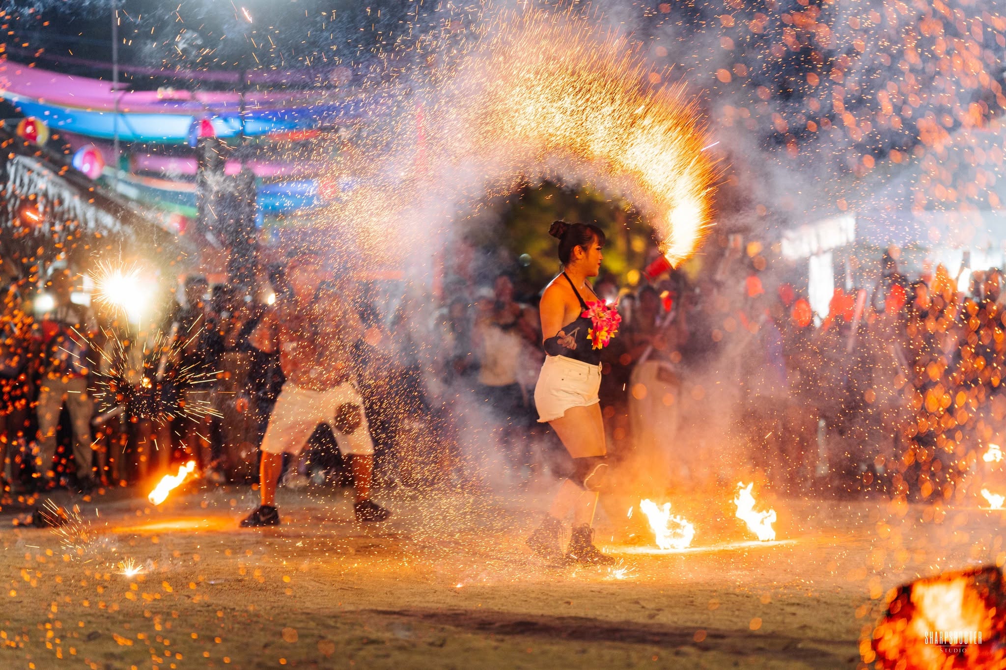 Fire performance during an event at London Beach Resort