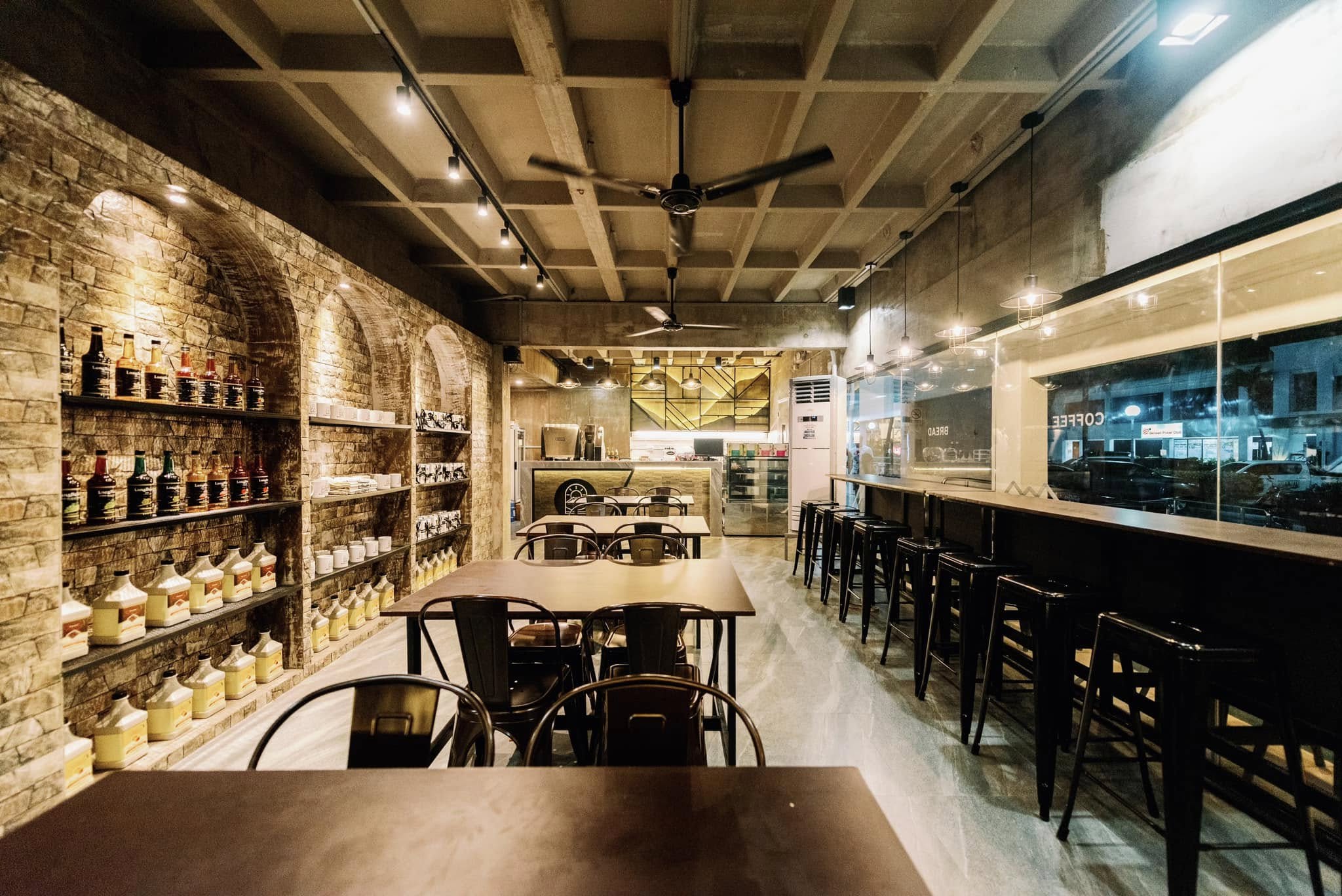 Wide interior view of Nikko's Brew café