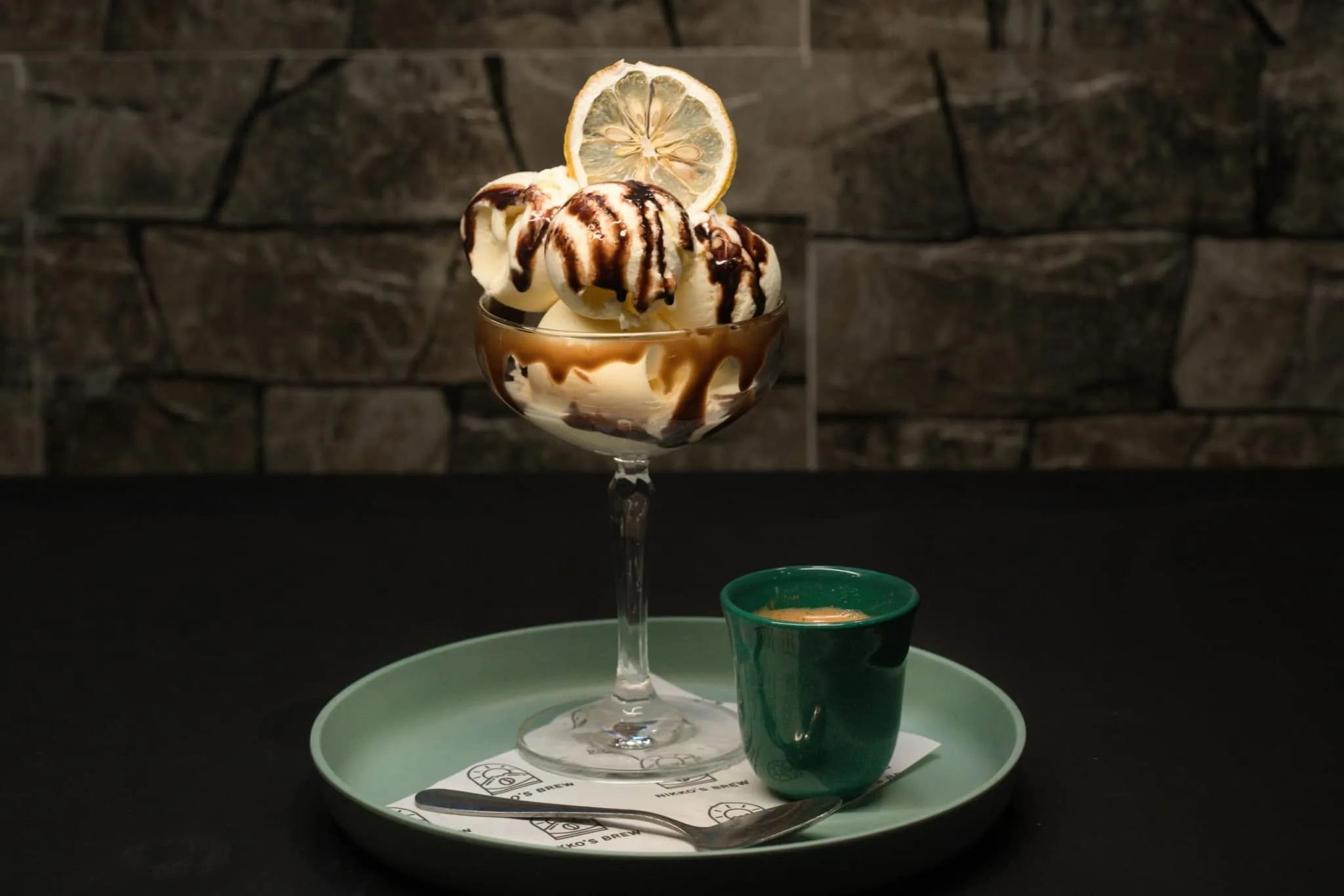 Affogato dessert and espresso at Nikko's Brew