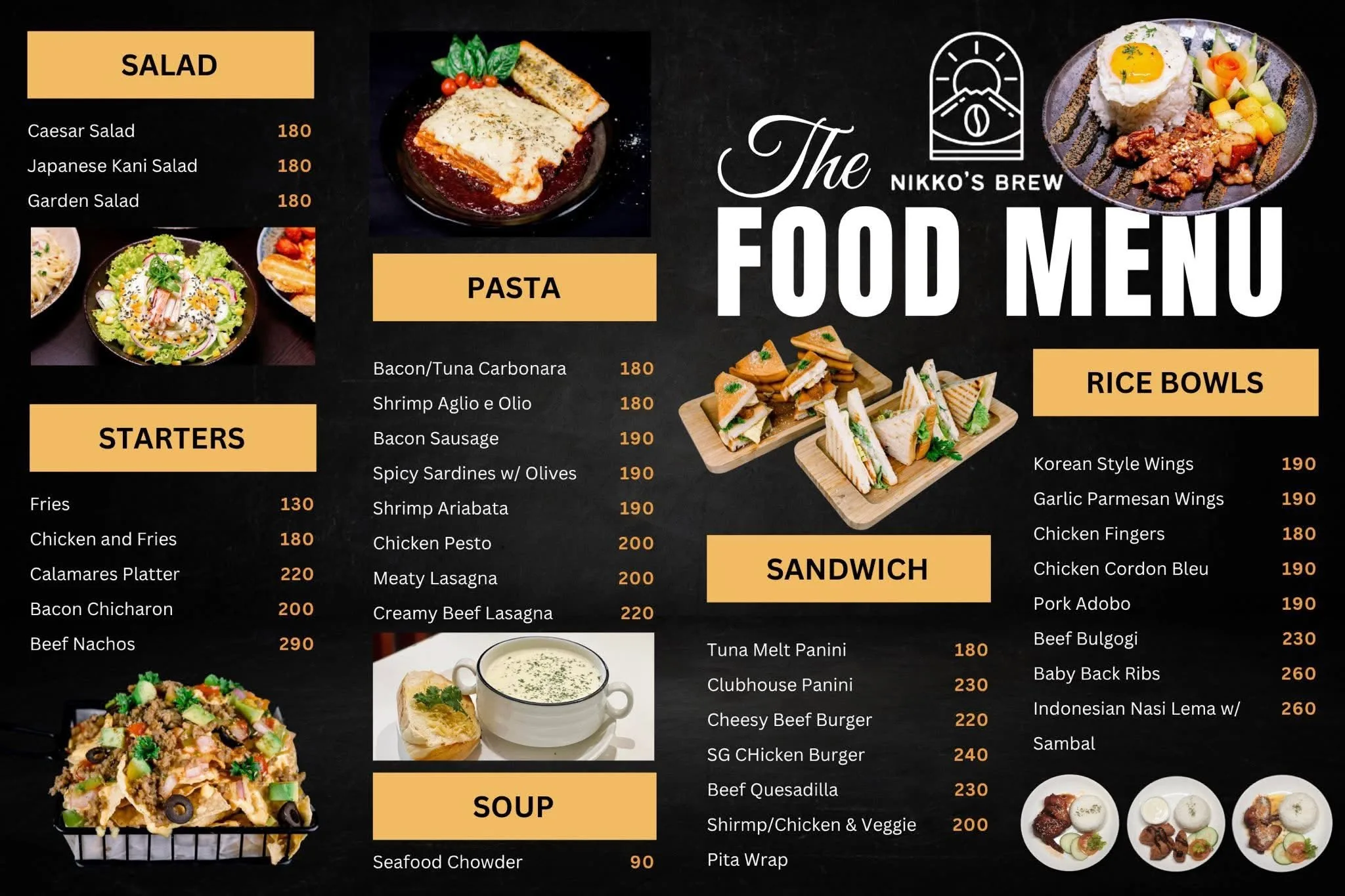 Nikko's Brew snack tray menu